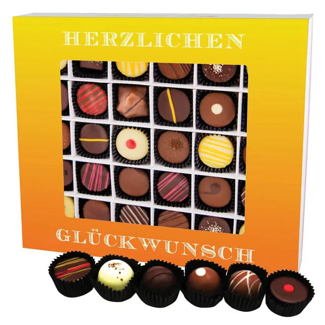 hallingers-pralinen-herzlichen-gl-ckwunsch-geschenkbox-360g image 1