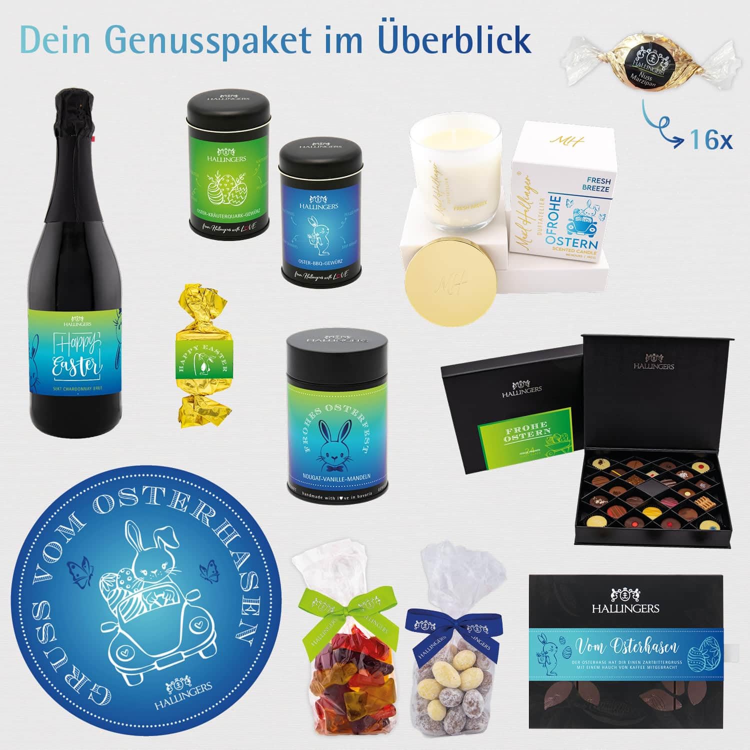 hallingers-geschenkset-gru-osterhase-xxl-osterkorb-feinkost-2120g image 6