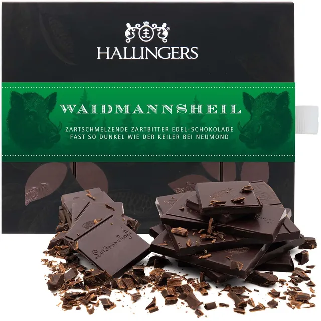 hallingers-schokolade-waidmannsheil-tafel-90g-vegan-pur-85 image 1
