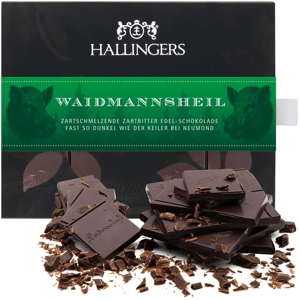 hallingers-schokolade-waidmannsheil-tafel-90g-vegan-pur-85 image 1